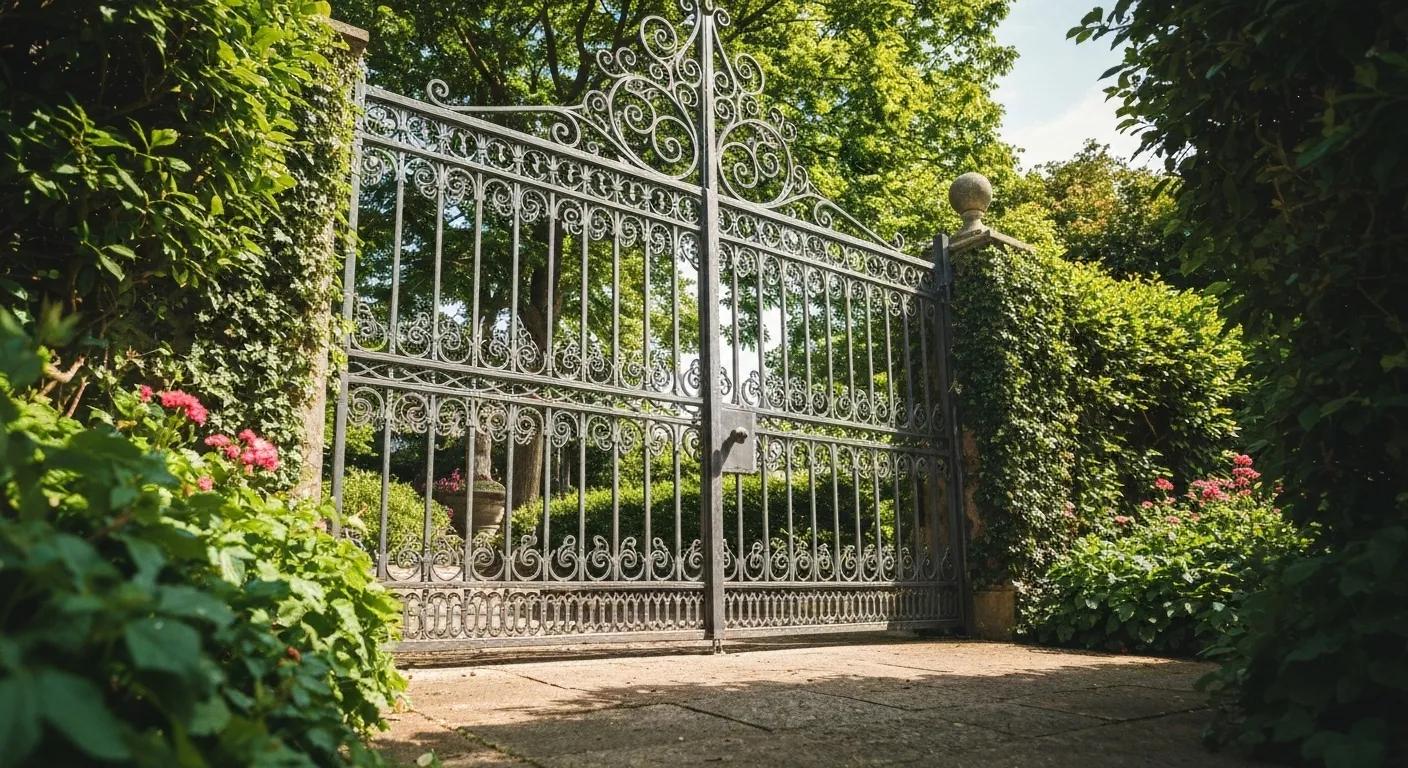 Aluminium gate with advanced security features, highlighting safety and modern technology