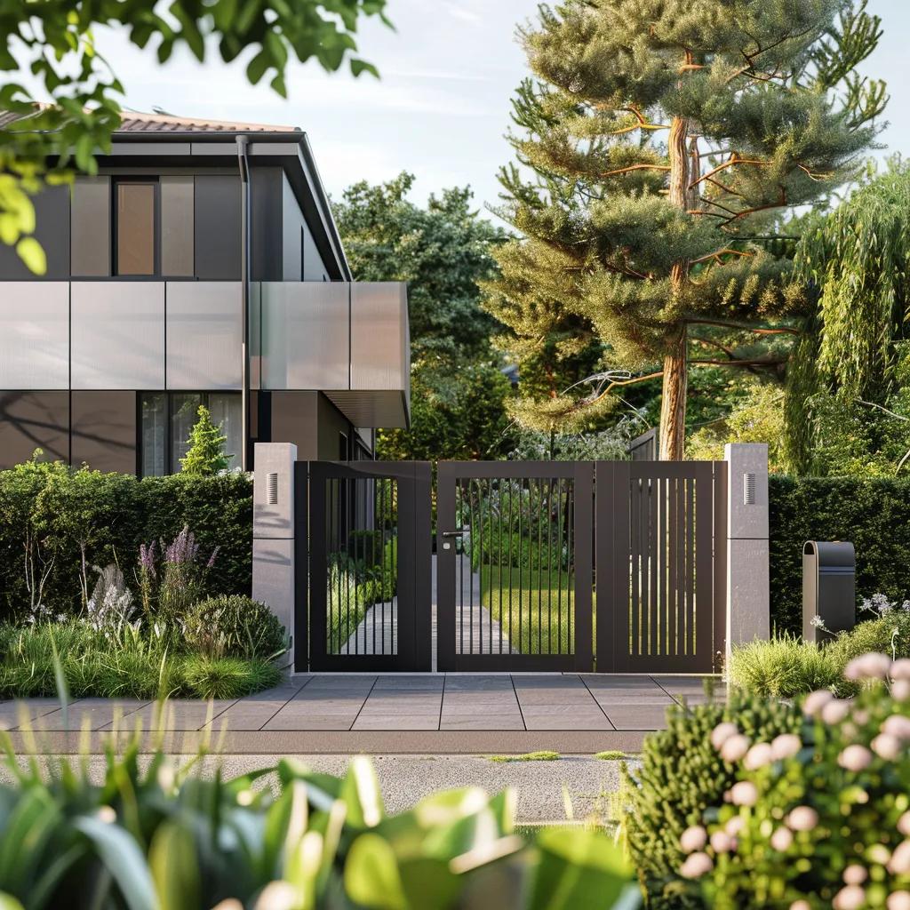 Comparison of welded and screwed aluminium gates in a residential garden setting