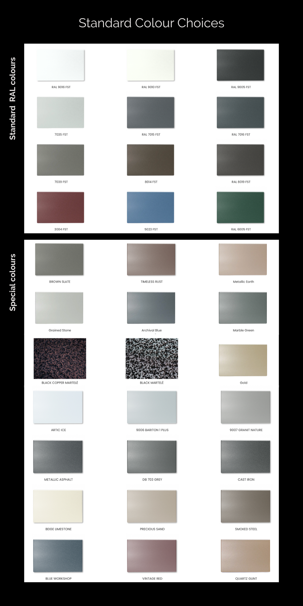 Signature Standard Colours